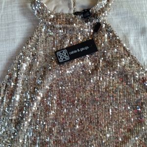 Stunning Cable and Gauge sequin halter top. Size large.